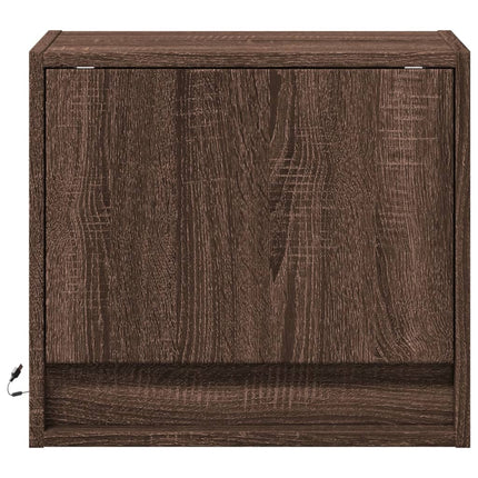 Väggmonterade sängbord med LED-lampor 2 st brun ek