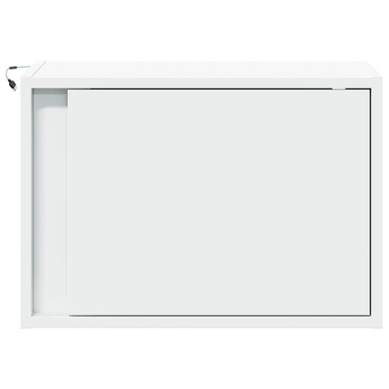 Väggmonterade sängbord med LED-lampor 2 st vit