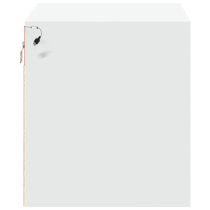 Väggmonterade sängbord med LED-lampor 2 st vit