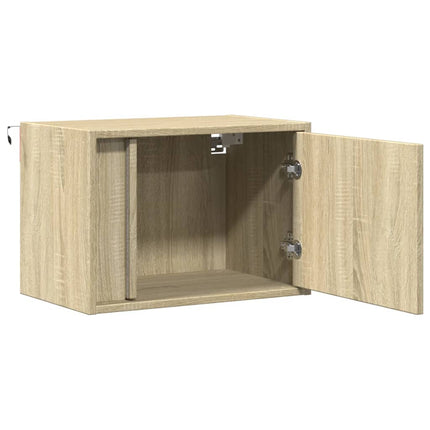 Väggmonterade sängbord med LED-lampor 2 st sonoma-ek