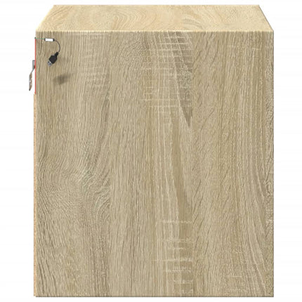 Väggmonterade sängbord med LED-lampor 2 st sonoma-ek