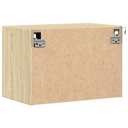 Väggmonterade sängbord med LED-lampor 2 st sonoma-ek