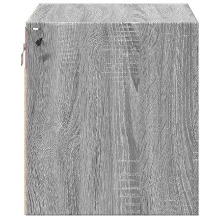 Väggmonterade sängbord med LED-lampor 2 st grå sonoma