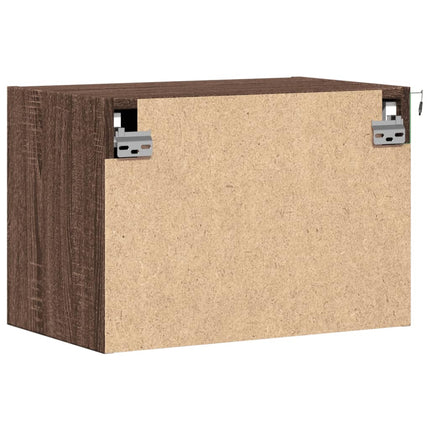 Väggmonterade sängbord med LED-lampor 2 st brun ek