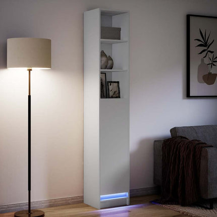 Skänk med LED vit 36x32,5x200 cm konstruerat trä