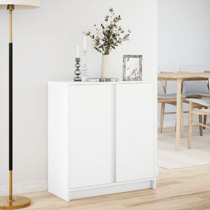 Skänk med LED vit 77x34x85 cm konstruerat trä