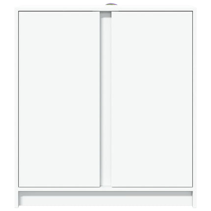 Skänk med LED vit 77x34x85 cm konstruerat trä