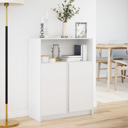 Skänk med LED vit 77x34x100 cm konstruerat trä