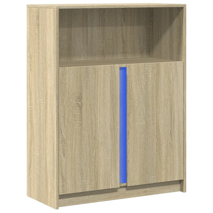 Skänk med LED sonoma-ek 77x34x100 cm konstruerat trä