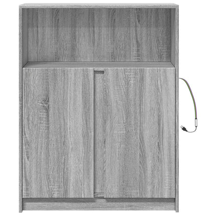 Skänk med LED grå sonoma 77x34x100 cm konstruerat trä