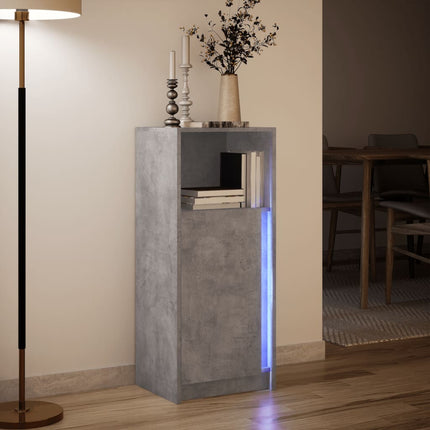 Skänk med LED betonggrå 42,5x34x100 cm konstruerat trä
