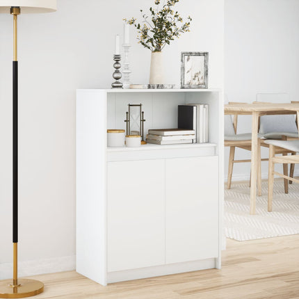 Skänk med LED vit 72x34x100 cm konstruerat trä
