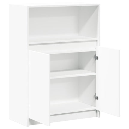 Skänk med LED vit 72x34x100 cm konstruerat trä