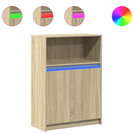 Skänk med LED sonoma-ek 72x34x100 cm konstruerat trä