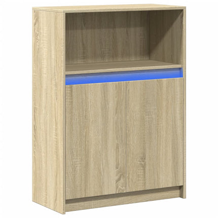 Skänk med LED sonoma-ek 72x34x100 cm konstruerat trä