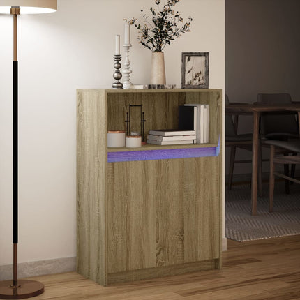 Skänk med LED sonoma-ek 72x34x100 cm konstruerat trä