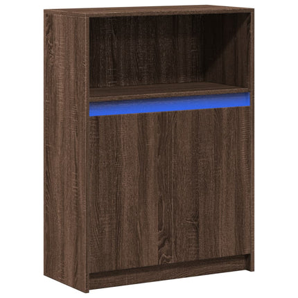 Skänk med LED brun ek 72x34x100 cm konstruerat trä
