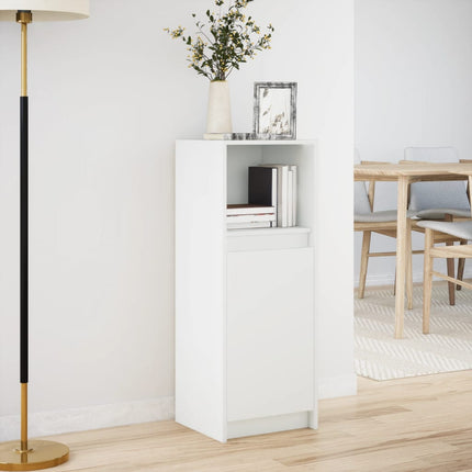 Skänk med LED vit 38x34x100 cm konstruerat trä