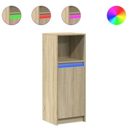 Skänk med LED sonoma-ek 38x34x100 cm konstruerat trä