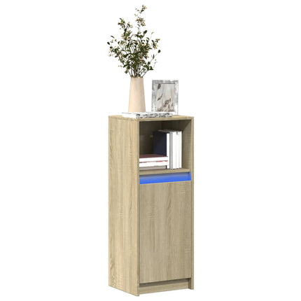 Skänk med LED sonoma-ek 38x34x100 cm konstruerat trä