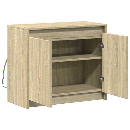Skänk med LED sonoma-ek 72x34x61 cm konstruerat trä