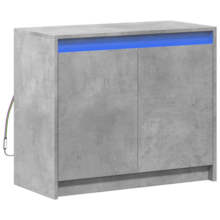 Skänk med LED betonggrå 72x34x61 cm konstruerat trä