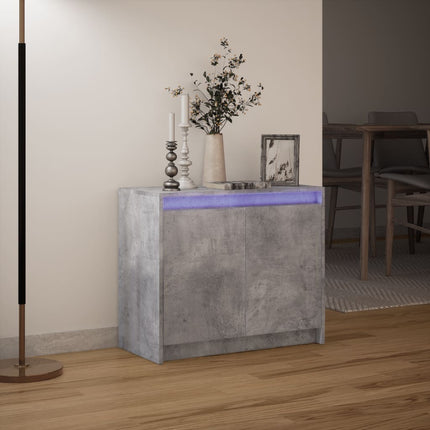 Skänk med LED betonggrå 72x34x61 cm konstruerat trä