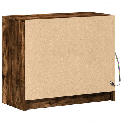 Skänk med LED rökfärgad ek 72x34x61 cm konstruerat trä