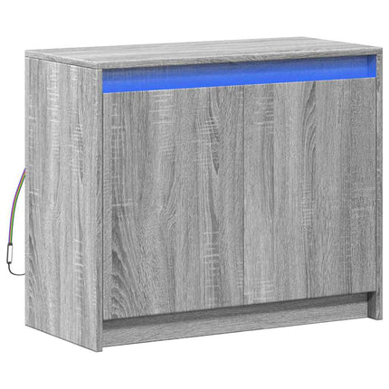 Skänk med LED grå sonoma 72x34x61 cm konstruerat trä