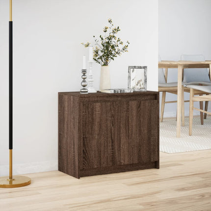 Skänk med LED brun ek 72x34x61 cm konstruerat trä