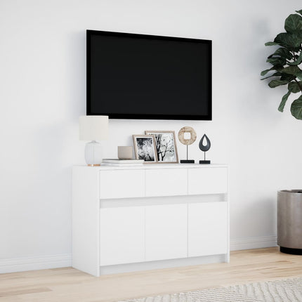 Tv-bänk med LEDs vit 91x34x61 cm konstruerat trä
