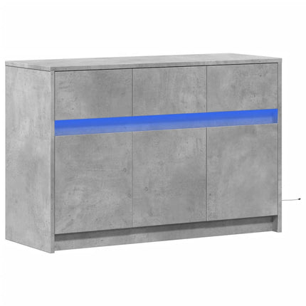 Tv-bänk med LEDs betonggrå 91x34x61 cm konstruerat trä