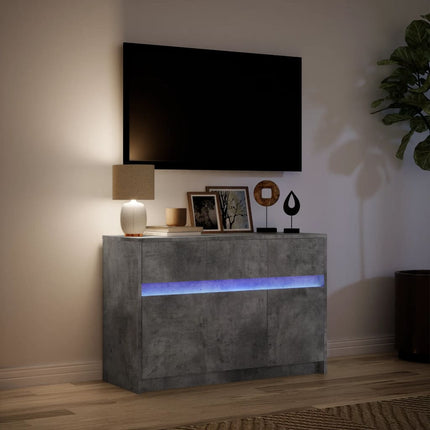 Tv-bänk med LEDs betonggrå 91x34x61 cm konstruerat trä