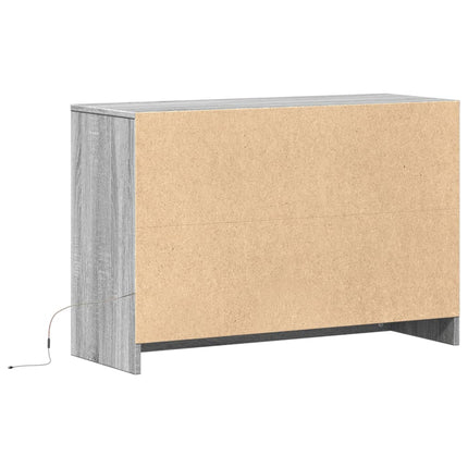 Tv-bänk med LEDs grå sonoma 91x34x61 cm konstruerat trä