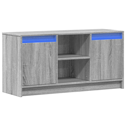 Tv-bänk med LEDs grå sonoma 100x34x50 cm konstruerat trä