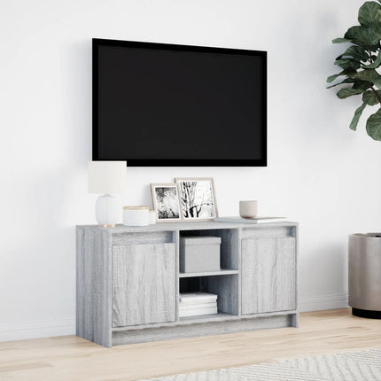 Tv-bänk med LEDs grå sonoma 100x34x50 cm konstruerat trä