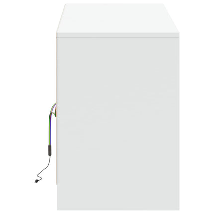 Tv-bänk med LEDs vit 139,5x34x50 cm konstruerat trä