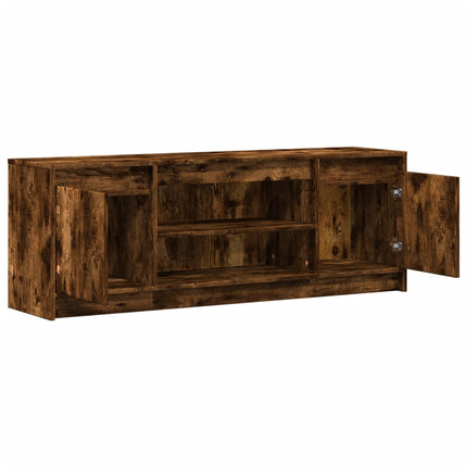 Tv-bänk med LEDs rökfärgad ek 139,5x34x50 cm konstruerat trä