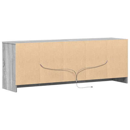 Tv-bänk med LEDs grå sonoma 139,5x34x50 cm konstruerat trä
