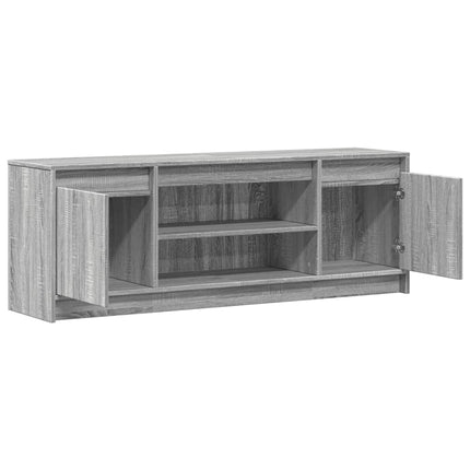 Tv-bänk med LEDs grå sonoma 139,5x34x50 cm konstruerat trä