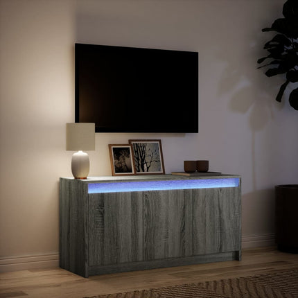 Tv-bänk med LEDs grå sonoma 100x34x50 cm konstruerat trä