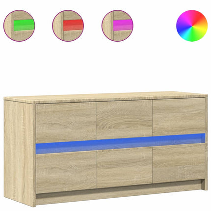 Tv-bänk med LEDs sonoma-ek 100x34x50 cm konstruerat trä