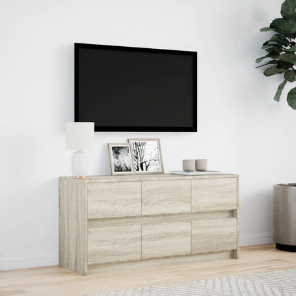 Tv-bänk med LEDs sonoma-ek 100x34x50 cm konstruerat trä
