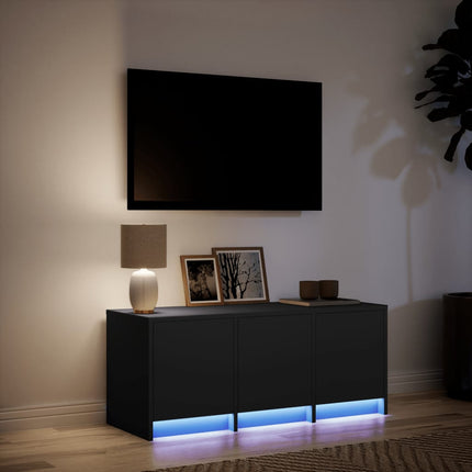Tv-bänk med LEDs svart 97x34x40 cm konstruerat trä