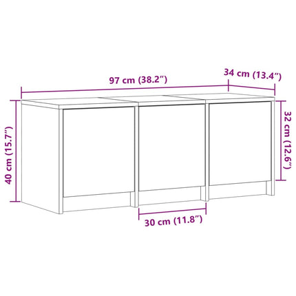 Tv-bänk med LEDs betonggrå 97x34x40 cm konstruerat trä