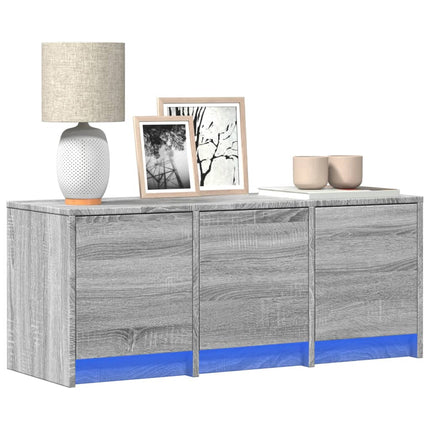 Tv-bänk med LEDs grå sonoma 97x34x40 cm konstruerat trä