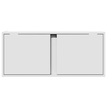 Väggmonterad tv-bänk LEDs vit 80x31x35 cm