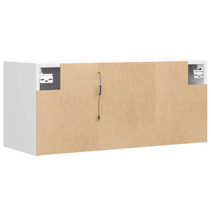 Väggmonterad tv-bänk LEDs vit 80x31x35 cm