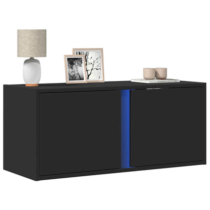 Väggmonterad tv-bänk LED svart 80x31x35 cm