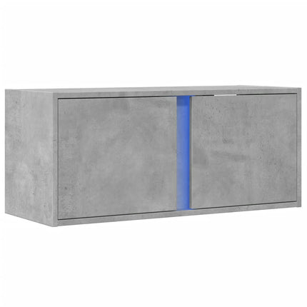 Väggmonterad tv-bänk LED betonggrå 80x31x35 cm